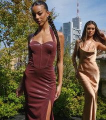Breanna Faux Leather Corset Formal Dress
