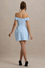 Lavender | Powder Blue Sweetheart Mini Dress With Bow Detail