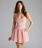 Selina Cutout Back Lace Glitter Skater Dress