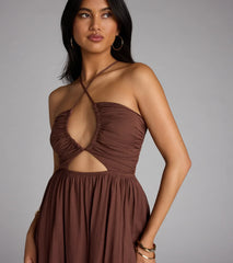 Eyes On You Lace-Up Slit Maxi Dress