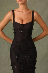 Embellished Fishtail Corset Gown in Black