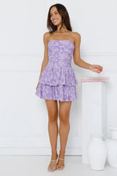 Desert Bloom Strapless Mini Dress Purple