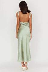 Carmine Satin Sleeveless Maxi Dress Sage