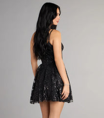 Korrie Glitter Mesh Dress With Pockets