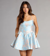 Jaelen Floral Lace-Up Skater Dress With Pockets