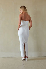 Odessa Asymmetrical Neck Strapless Maxi Dress