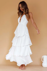 Catalina Tiered Ruffle Maxi Dress White