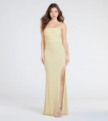 Cindy Beaded Strapless Column Formal Dress