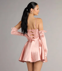 Juliette Satin Corset Short Dress With Gloves