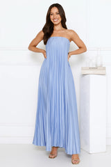 Moonlit Night Pleated Strapless Maxi Dress