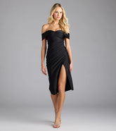 Classic Allure Off-The-Shoulder Midi Dress