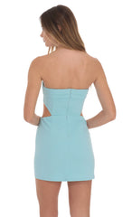 Crepe Corset Cutout Dress in Blue