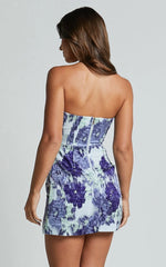 Brailey Mini Dress Strapless Dress in Wisteria