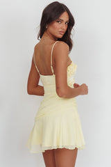 Dainty Frill Trim Mini Dress Yellow