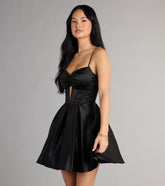 Hazel Satin Lace-Up Dress With Pockets