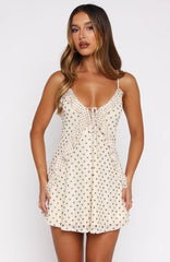 Can't Resist You Mini Dress Cream/Choc Polka Dot