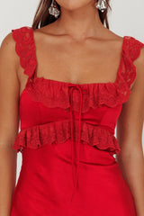 Escapade Lace Trim Maxi Dress Cherry