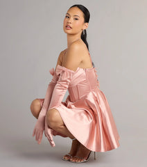 Juliette Satin Corset Short Dress With Gloves