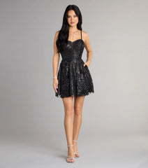 Korrie Glitter Mesh Dress With Pockets