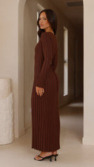 Cyra Long Sleeve Maxi Dress - Chocolate