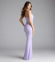 Kaylie V-Neck Bodycon Sequin Bead Formal Dress