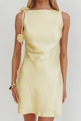 Collecting Memories Backless Rosette String Mini Dress Butter