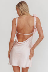 Collecting Memories Backless Rosette String Mini Dress Pink