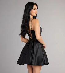 Hazel Satin Lace-Up Dress With Pockets
