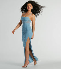 Rose Formal Mesh Corset Column Dress