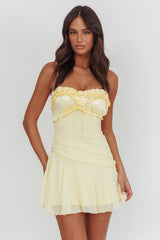 Dainty Frill Trim Mini Dress Yellow