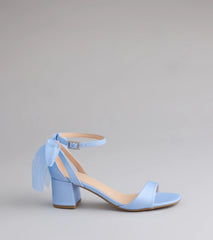 So Pretty Chiffon Bow Satin Block Heels