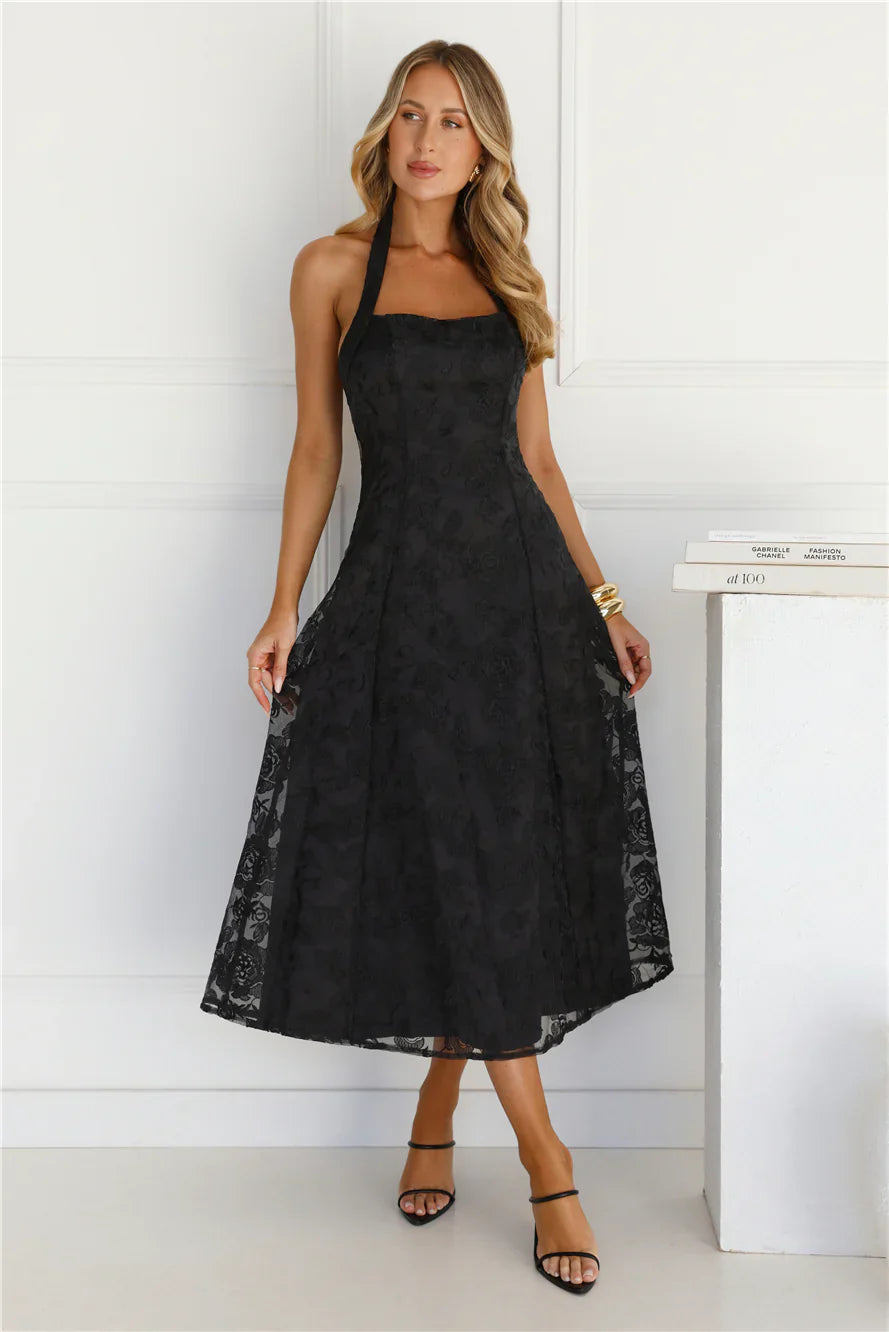 Disco Daze Halter Midi Dress