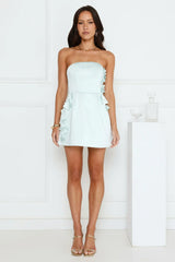 Blossom Hour Strapless Satin Mini Dress Blue