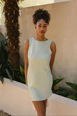 Ella Sage Green Satin Cowl Mini Dress